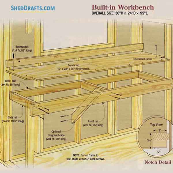 8x10 Gable Tool Storage Shed Plans Blueprints 11 Workbench