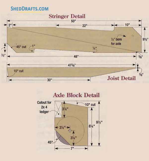 8x10 Gable Tool Storage Shed Plans Blueprints 13 Stringer Details