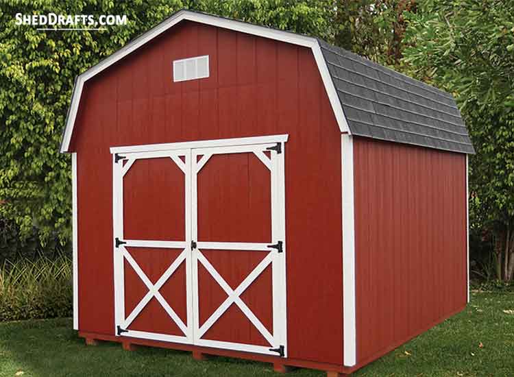 8×10 Gambrel Roof Storage Shed Plans Blueprints For Constructing 