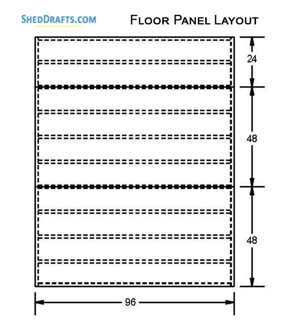 8x10 Gambrel Timber Storage Shed Plans Blueprints 06 Floor Framing Plan