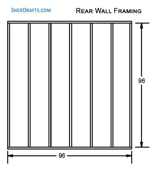 8x10 Gambrel Timber Storage Shed Plans Blueprints 10 Back Wall Framing
