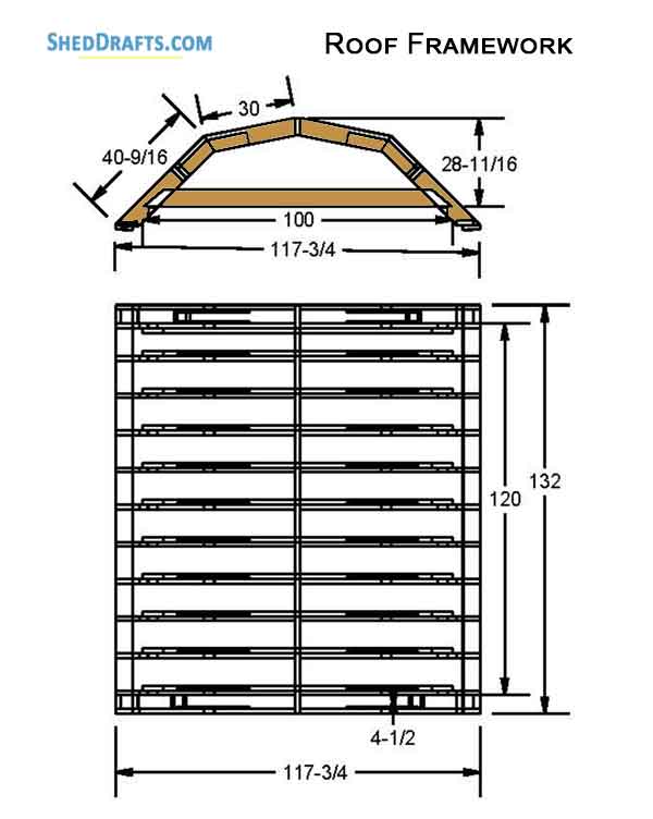 8x10 Gambrel Timber Storage Shed Plans Blueprints 12 Roof Framing Details