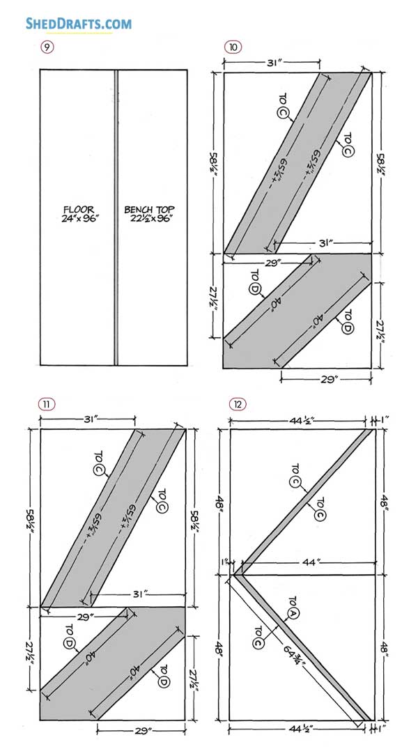 8x10 Garden Shed Plans With Workbench Blueprints 05 Floor Panel Layouts