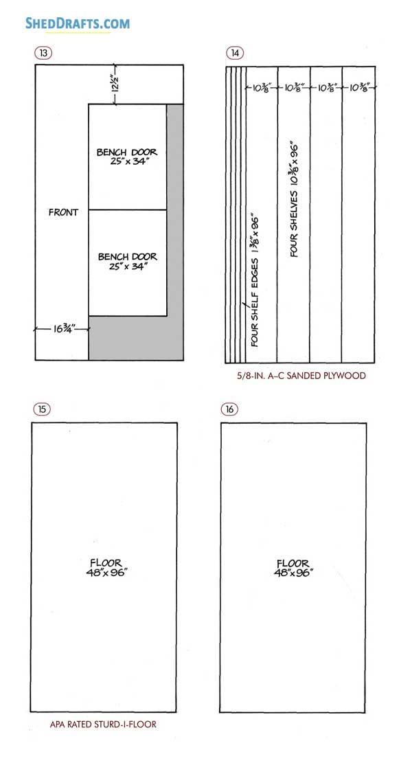 8x10 Garden Shed Plans With Workbench Blueprints 06 Door Panel Layouts