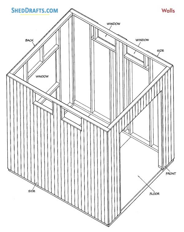 8x10 Garden Shed Plans With Workbench Blueprints 08 Wall Framing