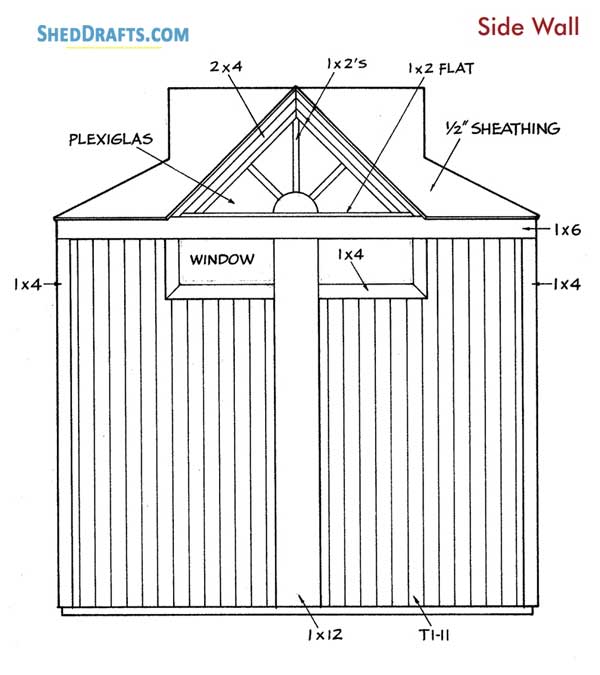 8x10 Garden Shed Plans With Workbench Blueprints 11 Side Elevations