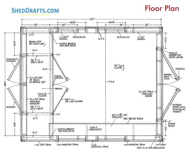 8x10 Garden Shed Plans With Workbench Blueprints 12 Floor Plan