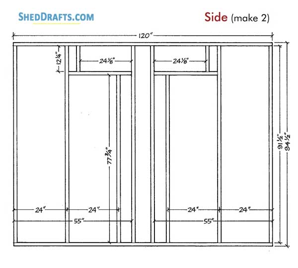 8x10 Garden Shed Plans With Workbench Blueprints 14 Side Wall Framing