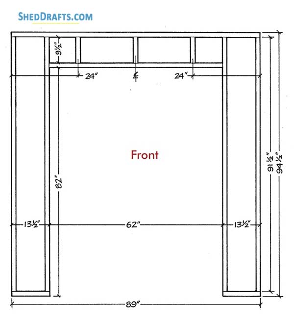 8x10 Garden Shed Plans With Workbench Blueprints 15 Front Wall Framing