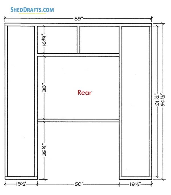 8x10 Garden Shed Plans With Workbench Blueprints 16 Back Wall Framing