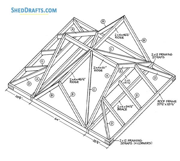 8x10 Garden Shed Plans With Workbench Blueprints 18 Truss Layout