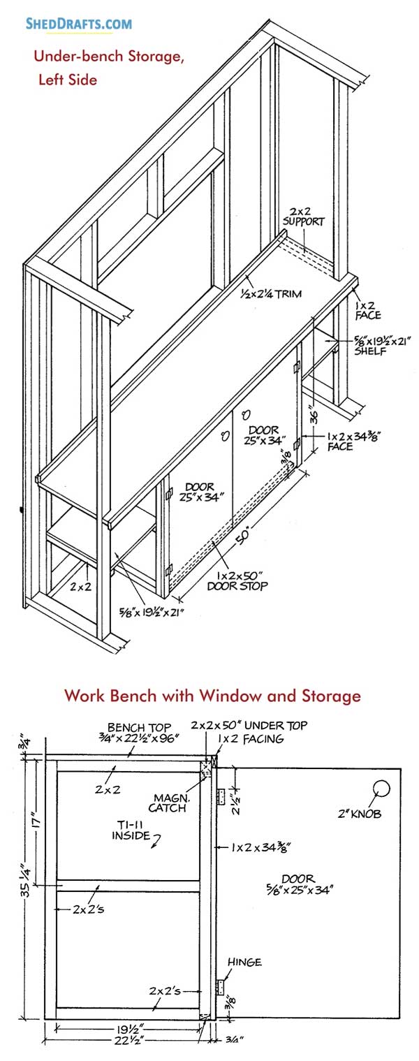 8x10 Garden Shed Plans With Workbench Blueprints 20 Workbench Layout