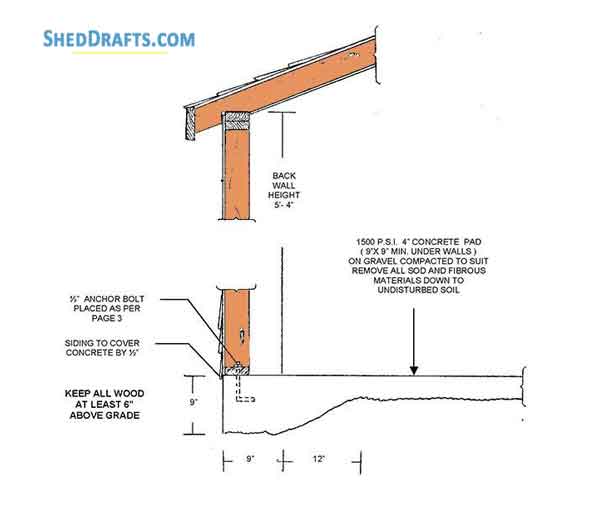 8x10 Lean To Garden Shed Plans Blueprints Storage 04 Cross Section
