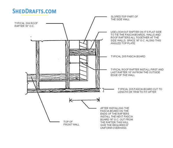8x10 Lean To Garden Shed Plans Blueprints Storage 11 Rafter Layout