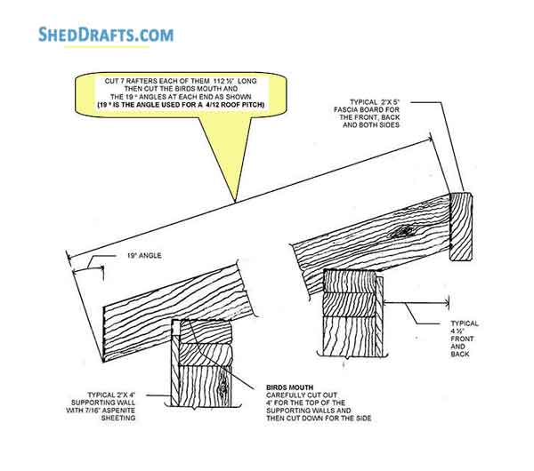 8x10 Lean To Garden Shed Plans Blueprints Storage 12 Rafter Birdsmouth