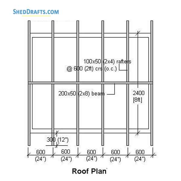 8x10 Outdoor Shed Building Plans Blueprints 05 Roof Frame