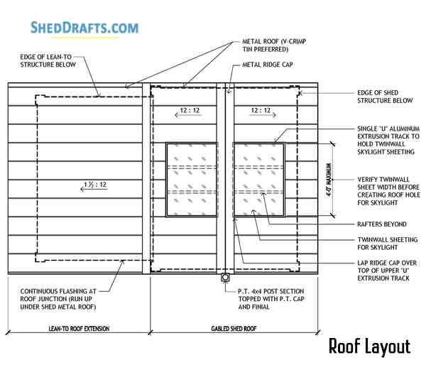 8x10 Potting Shed Porch Plans Blueprints 02 Roof Framing Details