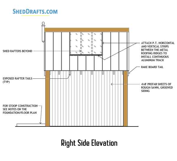 8x10 Potting Shed Porch Plans Blueprints 08 Right Elevation