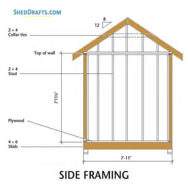8x10 Simple Storage Shed Plans Blueprints 04 Side Wall Framing