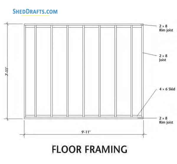 8x10 Simple Storage Shed Plans Blueprints 05 Floor Framing Plan