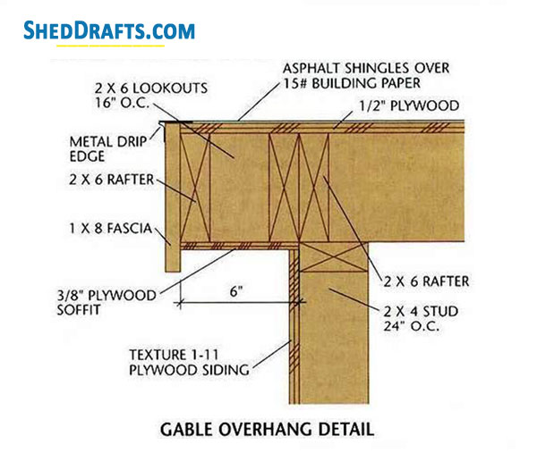 8x12 Gable Garden Shed Plans Blueprints 10 Gable Overhang Detail