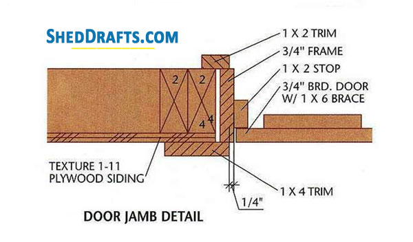 8x12 Gable Garden Shed Plans Blueprints 11 Door Jamb Detail