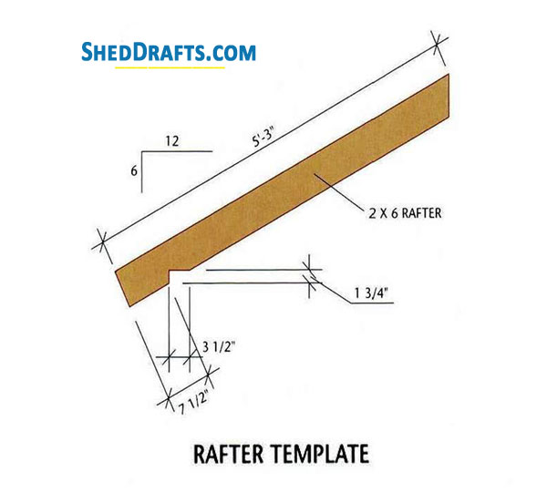 8x12 Gable Garden Shed Plans Blueprints 8 Rafter Template