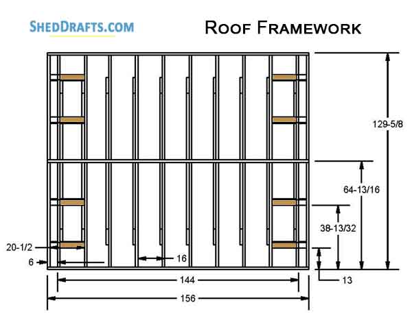 8x12 Gable Garden Storage Shed Plans Blueprints 12 Roof Framing Details