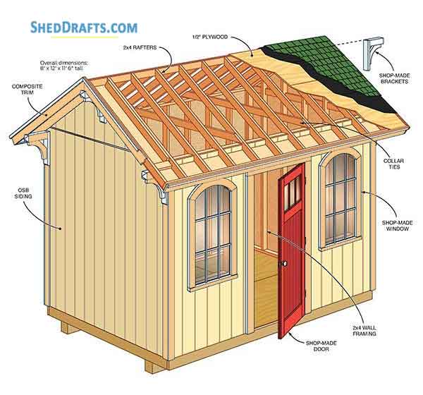 8×12 storage shed plans blueprints for gable wooden shed