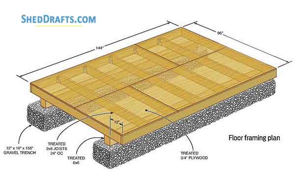8×12 Storage Shed Plans Blueprints For Gable Wooden Shed