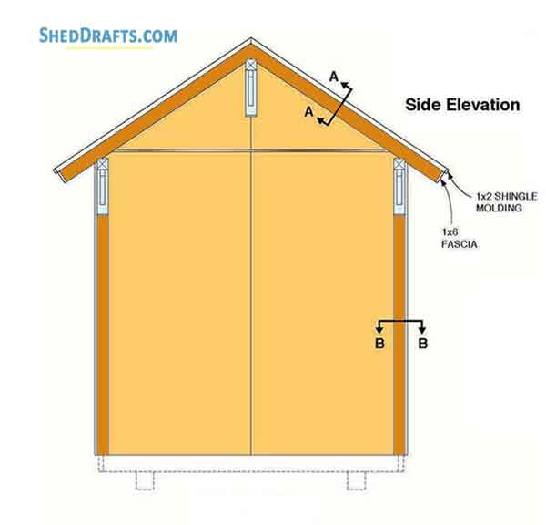 8x12 Gable Storage Shed Plans Blueprints 06 Side Elevation