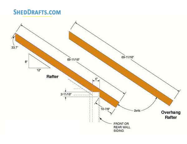 8x12 Gable Storage Shed Plans Blueprints 10 Rafter Details