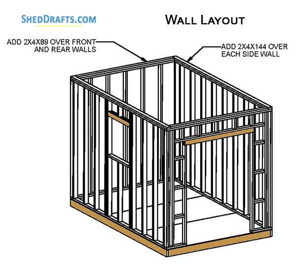 8x12 Gambrel Timber Storage Shed Plans Blueprints 11 Wall Framing Layout
