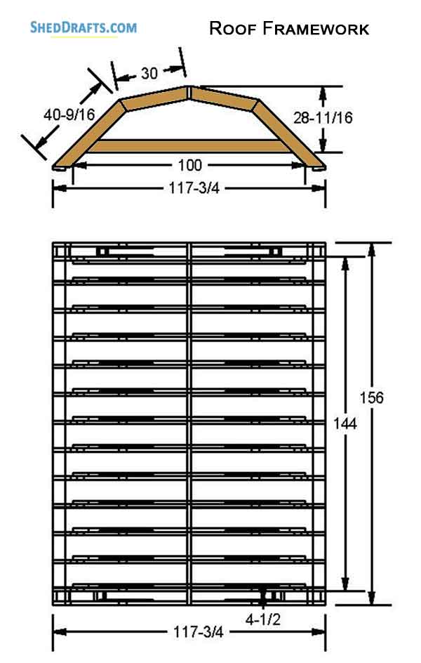 8x12 Gambrel Timber Storage Shed Plans Blueprints 12 Roof Framing Details
