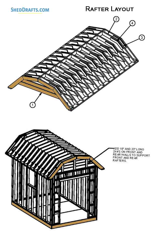 8x12 Gambrel Timber Storage Shed Plans Blueprints 14 Roof Truss Layout