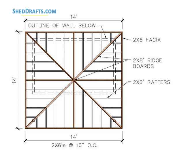 8x12 Hip Roof Storage Shed Plans Blueprints 06 Roof Frame