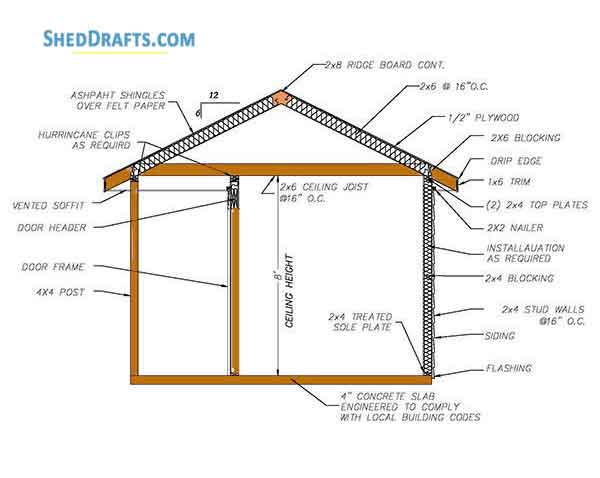 8x12 Hip Roof Storage Shed Plans Blueprints 08 Framing