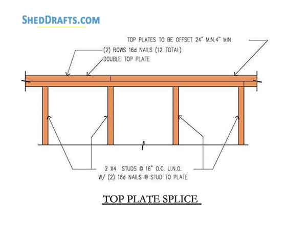 8x12 Hip Roof Storage Shed Plans Blueprints 10 Top Plate Splice