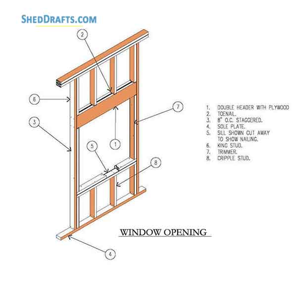 8x12 Hip Roof Storage Shed Plans Blueprints 12 Window Frame