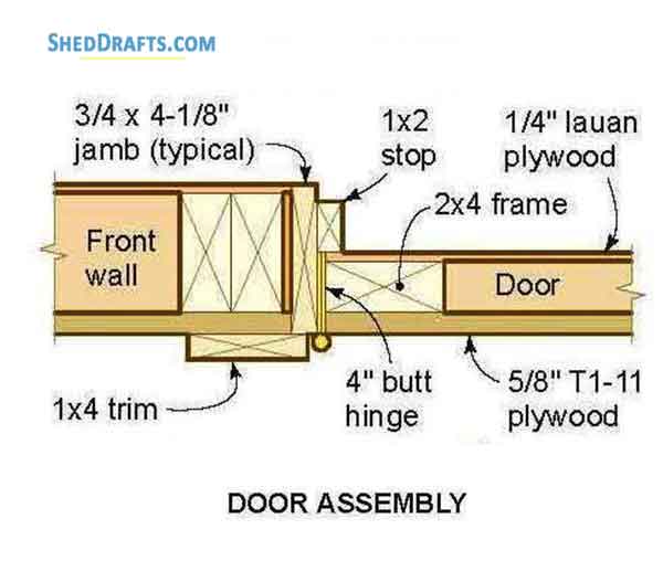 8x12 Lean To Shed Plans Blueprints Storage 05 Door Assembly