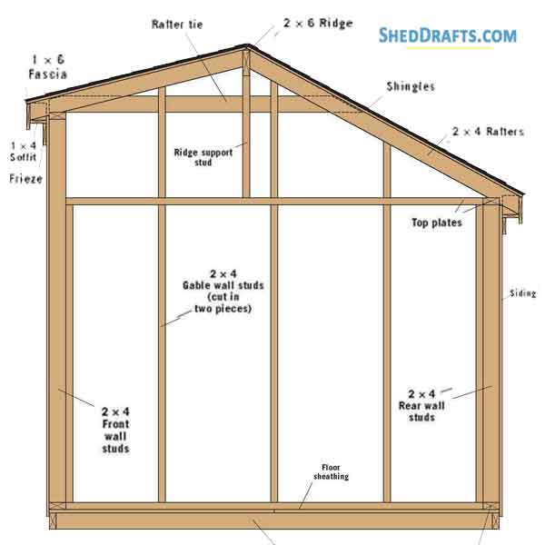 8x12 Saltbox Storage Shed Plans Blueprints 01 Building Section