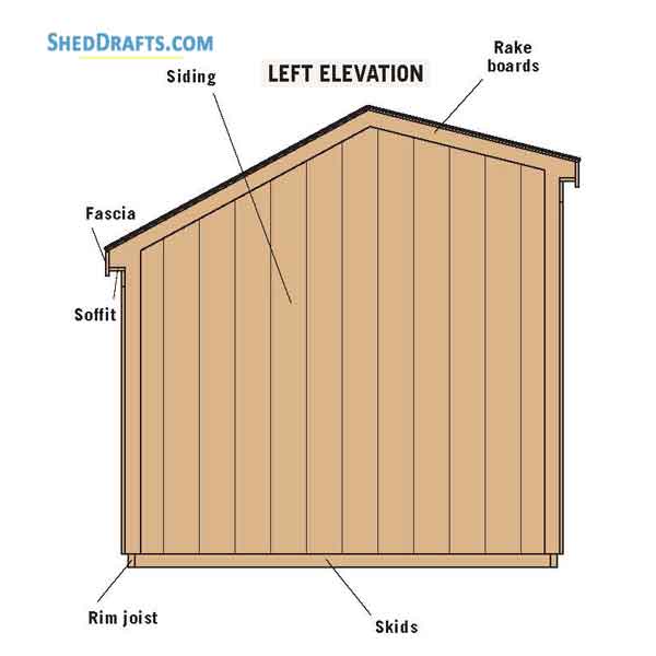 8x12 Saltbox Storage Shed Plans Blueprints 04 Left Elevations