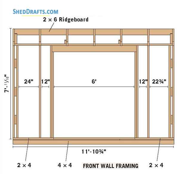 8x12 Saltbox Storage Shed Plans Blueprints 06 Front Wall Framing