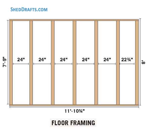 8x12 Saltbox Storage Shed Plans Blueprints 10 Floor Framing Plan