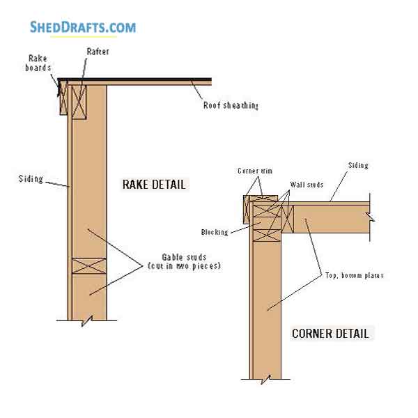 8x12 Saltbox Storage Shed Plans Blueprints 12 Rake Corner Detail