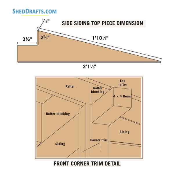 8x12 Slant Roof Utility Shed Plans Blueprints 15 Corner Siding Trim Details