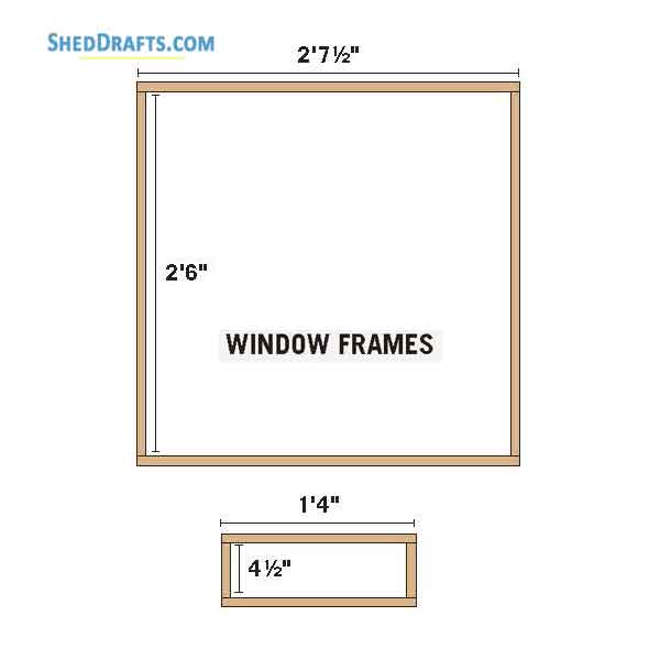 8x12 Slant Roof Utility Shed Plans Blueprints 16 Window Frames