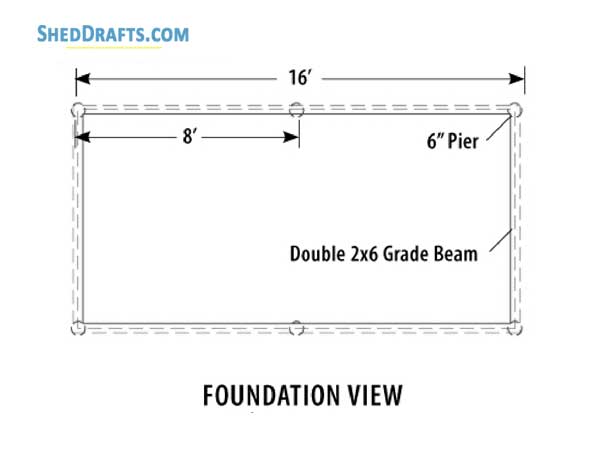 8x16 Diy Gable Storage Shed Plans Blueprints 03 Foundation Layout