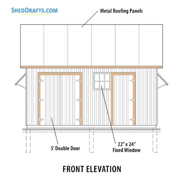 8x16 Diy Gable Storage Shed Plans Blueprints 04 Front Elevation