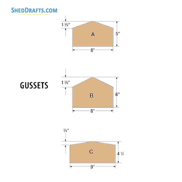 8x8 Barn Rib Style Gambrel Shed Plans Blueprints 03 Gussets
